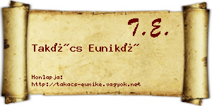 Takács Euniké névjegykártya